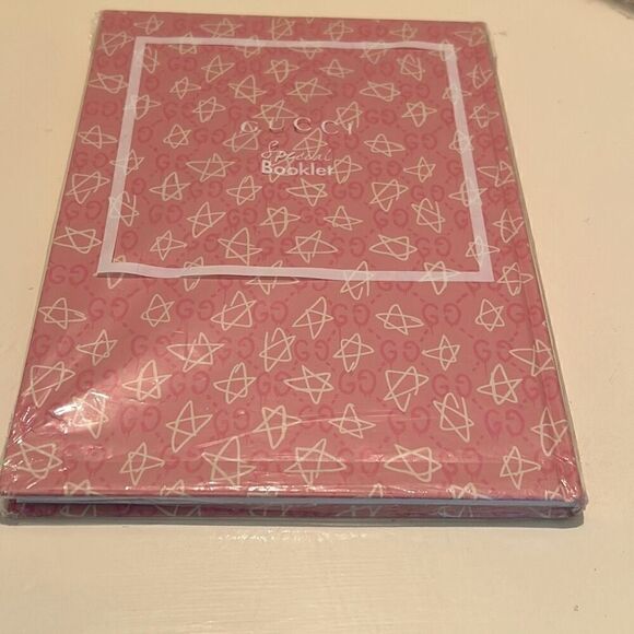 Gucci GG Monogram Logo Blank Journal Notebook Pink Star Print Sketchbook New - Picture 5 of 9